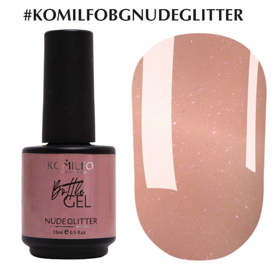 Komilfo Bottle Gel Nude Glitter 15 ml with brush