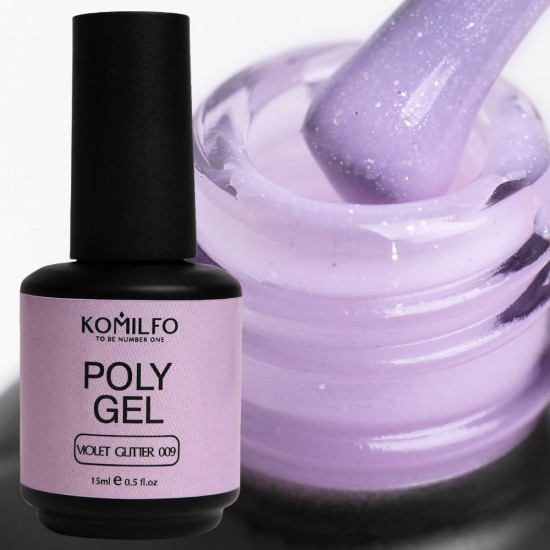 Komilfo PolyGel 009 Violet Glitter 15 ml